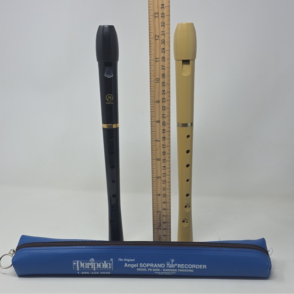 Peripole Angel Supreme Halo Soprano Recorder duo Black Ivory Baroque Fingering